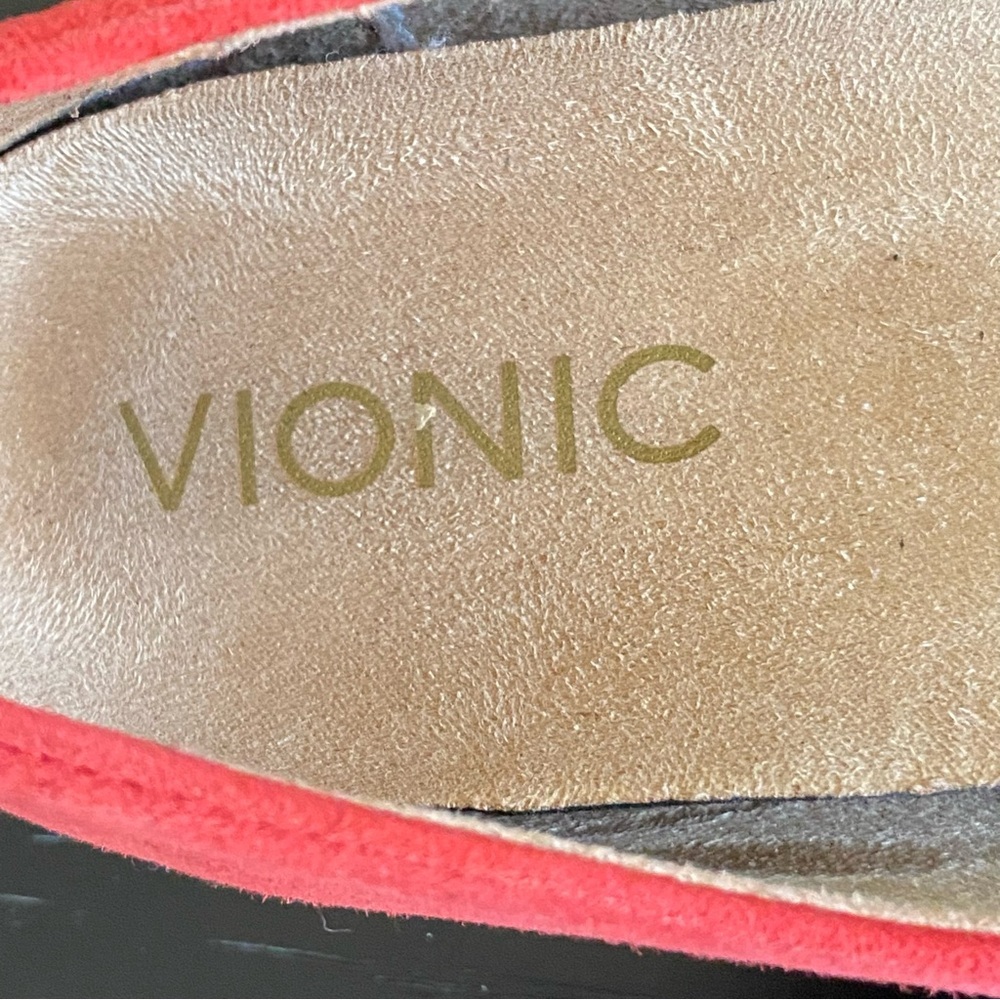 Vionic Posey Pointed Toe Flat Red Perforated Sued… - image 6